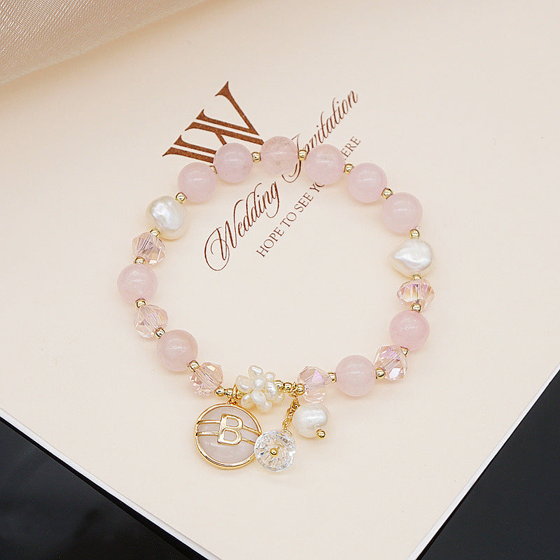 Wholesale Rose Quartz Amethyst Freshwater Pearl Zircon Adjustable Bracelet